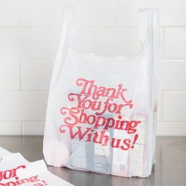 کیسه های سفید رنگ T شرت، کیسه های مواد غذایی پلاستیکی T شرت 10-25MIC ضخامت