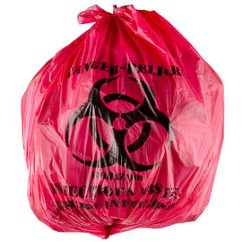 45 لیتر جداسازی کیسه های زباله بازیافت شده عفونی کننده قرمز رنگ 24 &amp;quot;X 24&amp;quot; تراکم بالا